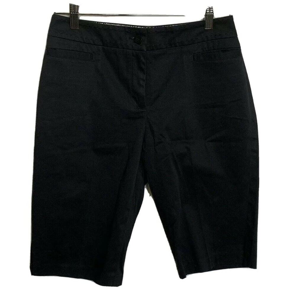 Claudia Ev Black Coin Pocket Bermuda shorts  sz 4 Cotton flat front summer